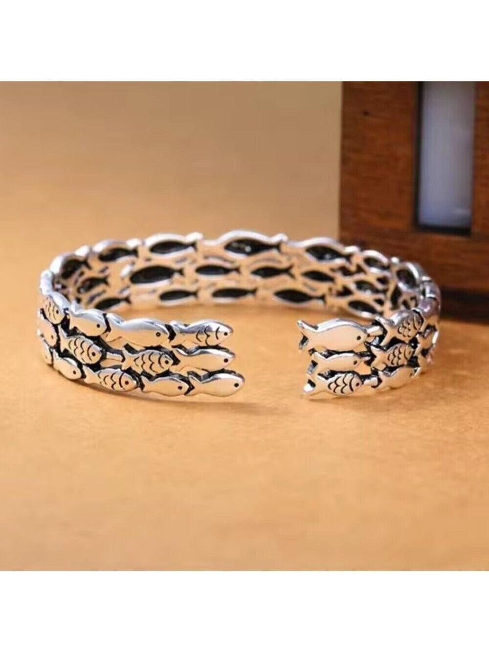 925 Silver Fish Cuff Bracelet #1551 - Picture 4 of 7